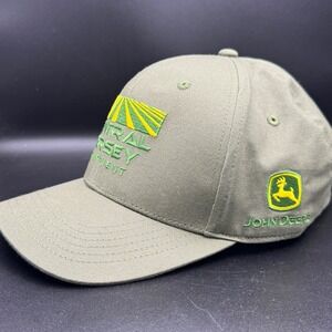 John Deere Mens Embroidered Hat Olive Green Central Jersey Equipment Cap OSFM